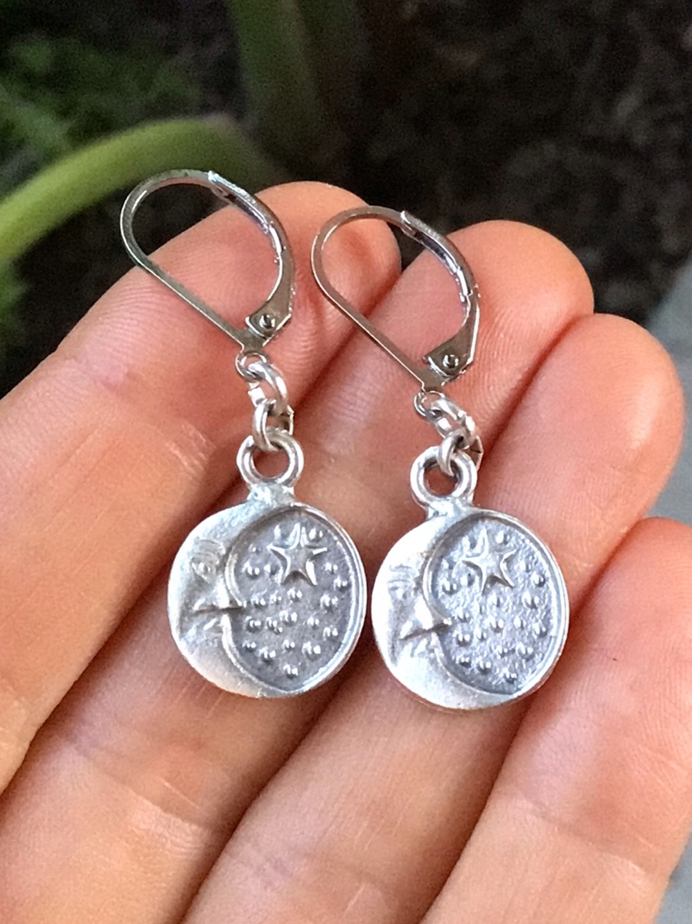 Sterling Silver Sundance Charm Moon Star Earrings - Picture 5 of 7